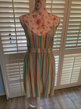 O'Neill Multicolor Striped Spaghetti-Strap Mini Dress
